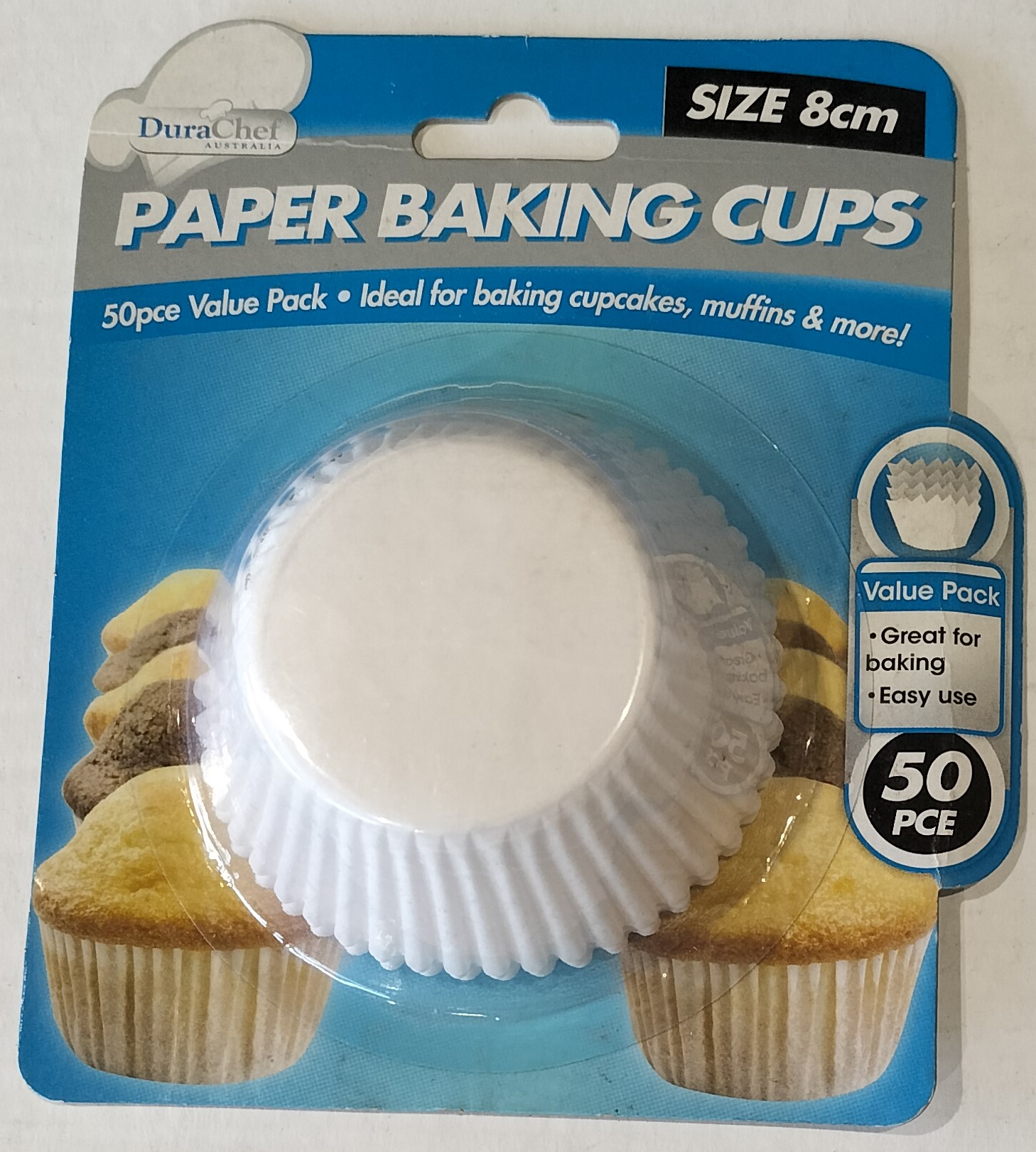 Muffin Cases White 8cm DuraChef Pk50